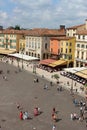 Piazza Bra from the top of the Arena Verona Italy