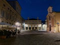 Piazza Canossa at night, in Mantua, Italy.