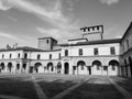 Piazza Castello and tha Castle of San Giorgio in Mantua, black and white image. Royalty Free Stock Photo