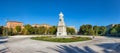 The Piazza Cavour square. and the Statue of Camillo Benso de Cavour, first President of the Italian Council in 1861