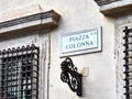 Piazza Colonna Marble Sign Rome Italy