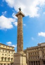 Piazza Colonna Marcus Aurelius Column Rome Italy Royalty Free Stock Photo