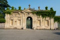 Piazza dei Cavalieri di Malta in Rome with greengate keyhole. View of St PeterÃ¢â¬â¢s Basilica, Vatican Royalty Free Stock Photo