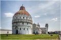 Piazza dei Miracoli, aka Square of Miracles, Pisa, the great four - Cathedral, Baptistry, the Campanile and Monumental Cemetery