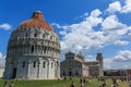 Piazza dei Miracoli with the leaning tower of Pisa, the Cathedral of Santa Maria Assunta and the Baptistery baptistery, Tuscany