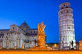 Piazza dei Miracoli with Leaning Tower of Pisa Royalty Free Stock Photo