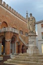 Piazza dei Signori Statue and Palazzo dei Trecento, Treviso Italy