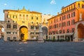 Piazza dei Signori in Verona old town with Dante statue. Tourist destination in Veneto, Italy Royalty Free Stock Photo