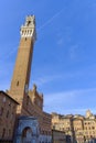 Piazza del Campo is the main square of Siena with view on Palazzo Pubblico Royalty Free Stock Photo