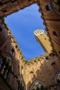 Piazza del Campo is the main square of Siena with view on Palazzo Pubblico Royalty Free Stock Photo