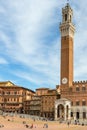 Piazza del Campo with Palazzo Pubblico and Torre del Mangia bell tower in Siena, Italy Royalty Free Stock Photo