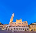 Piazza del Campo at sunset with Palazzo Pubblico, Siena, Italy Royalty Free Stock Photo