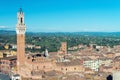 Piazza del Campo at sunset with Palazzo Pubblico, Siena, Italy Royalty Free Stock Photo