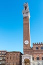 Piazza del Campo at sunset with Palazzo Pubblico, Siena, Italy Royalty Free Stock Photo