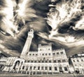 Piazza del Campo at sunset with Palazzo Pubblico, Siena, Italy Royalty Free Stock Photo