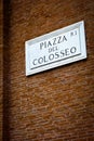 Piazza del Colosseo - detail of a street plate near Colosseum
