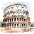 Piazza Del colosseo watercolor. Vector illustration desig