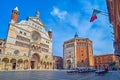 Piazza del Comune of Cremona with Cathedral and Baptistery, Italy Royalty Free Stock Photo