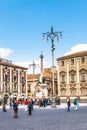 Piazza del Duomo and fountain U Liotru, Catania Royalty Free Stock Photo