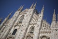 The Piazza del Duomo milano, Famous white Architectural cathedral church under blue sky at Milan, The largest church in Italy Royalty Free Stock Photo