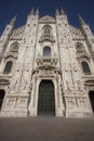 The Piazza del Duomo milano, Famous white Architectural cathedral church under blue sky at Milan, The largest church in Italy Royalty Free Stock Photo