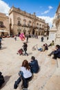 Piazza del Duomo, Ortygia island. Syracuse, Italy. Royalty Free Stock Photo