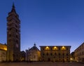 Piazza del Duomo of Pistoia at blue hour, Tuscany, Italy Royalty Free Stock Photo