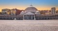 Piazza del Plebiscito, public square with church, Naples, Italy. Royalty Free Stock Photo