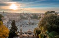 Sunset in Piazza del Popolo, Rome Italy Royalty Free Stock Photo