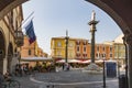 Piazza del Popolo is the mainl square of the Ravenna city, Italy. Evening Royalty Free Stock Photo