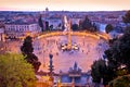 Piazza del Popolo or Peoples square in eternal city of Rome sunset view Royalty Free Stock Photo