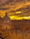 The piazza del popolo, Roma at sunset Royalty Free Stock Photo