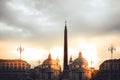 The Piazza del Popolo square with its twin churches in Rome Italy Royalty Free Stock Photo