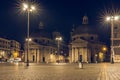 Piazza del Popolo with views south to Santa Maria di Monte Santo and Santa Maria dei Miracoli Royalty Free Stock Photo