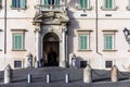 The Piazza del Quirinale with the Quirinal Palace and the guards in military uniform in Rome, Lazio, Italy