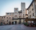 Piazza della Cisterna in center old town of San Gimignano, Italy Royalty Free Stock Photo