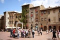 Piazza della Cisterna in San Gimignano (Italy) Royalty Free Stock Photo
