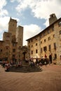 Piazza della Cisterna in San Gimignano (Italy) Royalty Free Stock Photo