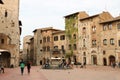 Piazza della Cisterna in San Gimignano Italy Royalty Free Stock Photo