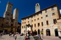 Piazza della Cisterna square in San Gimignano city in Italy Royalty Free Stock Photo