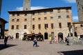 Piazza della Cisterna square in San Gimignano city in Italy Royalty Free Stock Photo