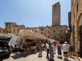 Piazza della Cisterna square, San Gimignano, Italy Royalty Free Stock Photo