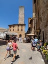 Piazza della Cisterna square, San Gimignano, Italy Royalty Free Stock Photo