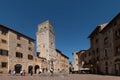 Piazza della cisterna square in San Gimignano, Italy Royalty Free Stock Photo