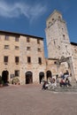 Piazza della Cisterna square, San Gimignano, Tuscany, Italy Royalty Free Stock Photo