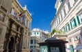 Piazza della Meridiana square in historical centre of city Genoa Genova, Liguria, Italy