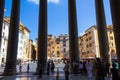 Piazza della Rotonda columns of the Pantheon Rome Italy Royalty Free Stock Photo