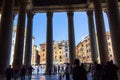 Piazza della Rotonda columns of the Pantheon Rome Italy Royalty Free Stock Photo