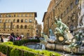 Piazza della Signoria in Florence, Italy at night. Fountain of Neptune Royalty Free Stock Photo
