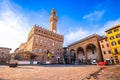 Piazza della Signoria in Florence square and Palazzo Vecchio view Royalty Free Stock Photo